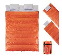 Skandika Sac de Couchage rectangulaire Iceland Double | Sac de Couchage Adulte 2 Places, 3 Saisons, avec/sans Flanelle, utilisable comme Sac de Couchage Individuel (Cayenne)