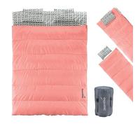 Skandika Sac de Couchage rectangulaire Iceland Double | Sac de Couchage Adulte 2 Places, 3 Saisons, avec/sans Flanelle, utilisable comme Sac de Couchage Individuel (Saumon)