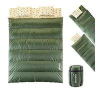 Skandika Sac de Couchage rectangulaire Iceland Double | Sac de Couchage Adulte 2 Places, 3 Saisons, avec/sans Flanelle, utilisable comme Sac de Couchage Individuel (Vert foncé)