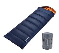 Skandika Sac de Couchage rectangulaire Iceland | Sac de Couchage Adultes, 3 Saisons, 220 x 80 cm, utilisable comme Sac de Couchage Double, Sac de Couchage Camping Chaud (Bleu foncé | Zip à Gauche)