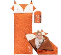 Skandika Soti Sac de couchage pour enfant - Sac de couchage pour enfants jusqu'à 150 cm - Design coloré avec motif animal - Oreiller en coton - Lavable en machine - Respirant - Sac de couchage pour