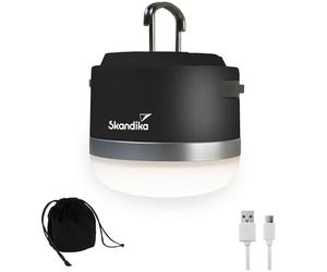 Skandika Tarfala - Lampe LED de camping, rechargeable, intensité et couleur blanc chaud variables, crochet de suspension, port USB, powerbank 3600 mAh, 110 h | Lampe d'extérieur