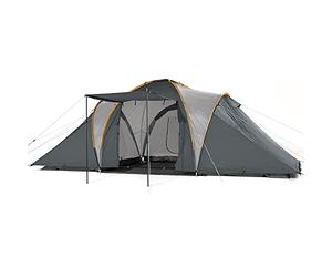 Skandika Tente dôme Daytona 6 Personnes | Tente familiale avec 3 cabines de Couchage, Colonne d'eau 3000 mm, Hauteur 195 cm, moustiquaires, Store banne | Tente de Camping pour Famille, Amis