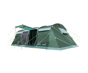 Skandika Tente Tunnel Montana 8 Personnes | Tente de Camping avec/sans Tapis de Sol Cousu, avec/sans Technologie Sleeper, 3-4 cabines de Couchage, 5000 mm (Vert | Sol Cousu + Sleeper)