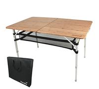 Skandika Tolja | Table Pliable en Bambou et Aluminium, Résistante aux UV et aux Intempéries, pour Jardin, Balcon (120 x 70 x 70 cm)
