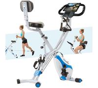 Skandika Vélo d’Appartement Pliable Foldaway X-3000, 8 Niveaux de Résistance Magnétique, Écran LCD, Bluetooth, Kinomap, Capteurs de Pouls, Velo D Appartement avec Station de musculation, Max 120KG