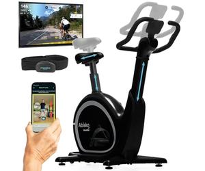Skandika Vélo d'appartement Abisko | Réglages auto. guidon et hauteur de selle, compatible apps, résistance EMS, max. 135 kg & 190 cm, écran LED, 36 niveaux de résistance | Appareil de fitness (Noir)