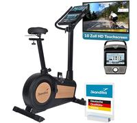 Skandika Vélo d'appartement Cykling P15 Touchscreen | Vélo de fitness, écran LCD tactile, appli préinstallées, 28 programmes, frein magnétique à 32 niveaux, compatible Kinomap, max 150KG