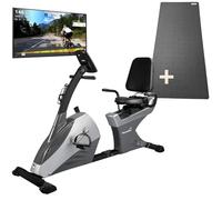 Skandika Vélo d'appartement semi-allongé Centaurus | Tapis de protection sol, masse d'inertie de 13kg, 12 programmes d'entraînement préinstallés, Bluetooth, compatible Kinomap