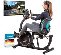 Skandika Vélo d'appartement semi allongé Cykling P8-H Comfort | Vélo semi couché connecté avec écran LCD, frein magnétique, 16 niveaux de résistance, max 120 kg et 195 cm, Bluetooth