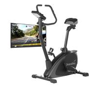 Skandika Vélo d'appartement Vinneren, 16 Niveaux de Résistance, 12 Programmes, Écran LCD, Bluetooth, Kinomap, Velo d appartement, Freinage Magnétique, Support Tablette, Max 130KG (Noir/Gris)