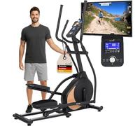 Skandika Vélo elliptique Carbon P18 | Vélo elliptique d'appartement, 32 Niveaux de résistance, 13 programmes, écran LCD, Compatible avec Kinomap, Max 135KG, vélo de Fitness