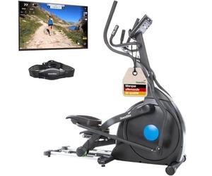 Skandika Vélo elliptique CardioCross Carbon Champ | Masse d'inertie de 24,5kg, frein magnétique, console multifonctions, Bluetooth, support tablette, Kinomap | jusqu'à 150kg (CardioCross Carbon Champ)