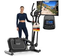 Skandika Vélo elliptique Fint P8-R | Vélo d'appartement Silencieux, 32 Niveaux, 22 programmes, jusqu'à 120 kg, Compatible avec Kinomap, Masse d'inertie de 8 kg, Cross Trainer | Fitness Sport