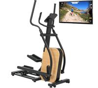 Skandika Vélo elliptique Treliv P22 | Vélo elliptique d'appartement avec éléments en Bois, 32 Niveaux, 22 programmes, Frein magnétique, Compatible avec Kinomap, Bluetooth, Max 135KG