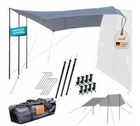 Skandika Voile d'ombrage Spirit | Protection Solaire Pluie avec tiges télescopiques, étanche, Anti UV UPF 50+ | Auvent pour Tente, Camping, Plein air, randonnée, Jardin (390 x 400 cm)