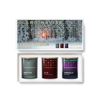 Skandinavisk - Coffret cadeau Solstice d'hiver de 3 mini bougies parfumées JUL 'Noël', ARKTIS 'Arctique' et Aurora. Formule végétalienne. 3 x 65 g.
