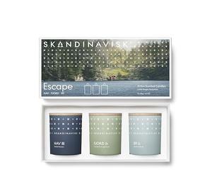 Skandinavisk Escape Giftset de 3 mini bougies parfumées Fjord, ØY « Island » et HAV « Sea » Formule végétalienne 3 x 65,2 g