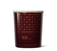 Skandinavisk JUL Bougie parfumée « Noël » avec 2 mèches, édition spéciale, notes de parfum : pain d'épice cuit, clous de girofle d'hiver et oranges épicées, formule végétalienne, 350 g