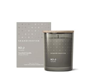 Skandinavisk RO 'Tranquilité' Bougie Parfumée. Notes parfumées: Herbe Coupée et Feuilles Mortes, Concombre et Violette Sauvage. 200 g.