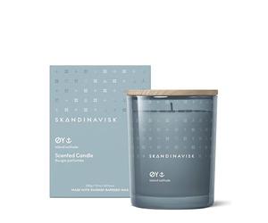 Skandinavisk ØY 'Île' Bougie Parfumée. Notes parfumées: Fleur de Pommier Sauvage, Églantier, Mousses Aquatiques et Feuilles Vertes. 200 g.