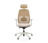 Skandis Pro | avec appui-tête | Structure : Blanc - Siège de bureau de qualité professionnelle Beige / Blanc