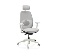 Chaise de bureau ergonomique Skandis Pro avec appui-tête gris / piètement blanc