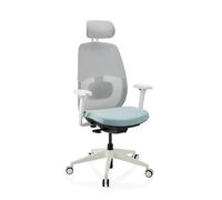 Chaise de bureau ergonomique Skandis Pro avec appui-tête menthe / piètement blanc