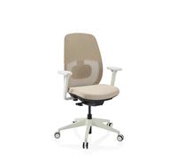 Chaise de bureau ergonomique Skandis sans appui-tête beige / piètement blanc