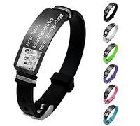 Skartam Bracelets d'alerte médicale personnalisés pour homme et femme, bracelet d'identification d'urgence en silicone avec gravure gratuite, Engrave Picture & Tex, Acier inoxydable Silicone, Pas de