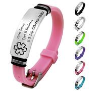 Skartam Bracelets d'alerte médicale personnalisés pour homme et femme, bracelet d'identification d'urgence en silicone avec gravure gratuite, Engrave Logo & Text, Acier inoxydable Silicone, Pas de