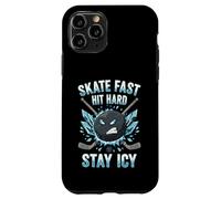 Skate Fast Hit Hard Stay Icy Angry Hockey Puck Art Coque pour iPhone 11 Pro