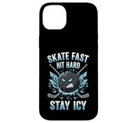 Skate Fast Hit Hard Stay Icy Angry Hockey Puck Art Coque pour iPhone 14 Plus