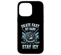 Skate Fast Hit Hard Stay Icy Angry Hockey Puck Art Coque pour iPhone 14 Pro Max