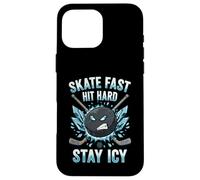 Skate Fast Hit Hard Stay Icy Angry Hockey Puck Art Coque pour iPhone 16 Pro Max