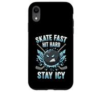 Skate Fast Hit Hard Stay Icy Angry Hockey Puck Art Coque pour iPhone XR