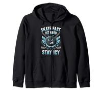 Skate Fast Hit Hard Stay Icy Angry Hockey Puck Art Sweat à Capuche