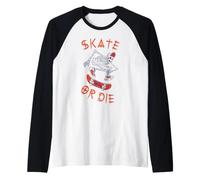 Skate Or Die - Patineur Squelette Style Halloween Manche Raglan