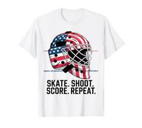 Skate Shoot Score Repeat Hockey USA Player Gear Style T-Shirt