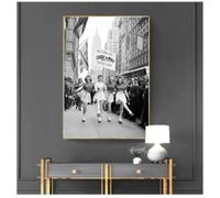 Skate To Work Roller Skating Seconde Guerre mondiale Affiche sur toile noir et blanc Décoration murale pour la maison Impressions photographiques vintage 50 x 70 cm (20 x 28 pouces) Sans cadre