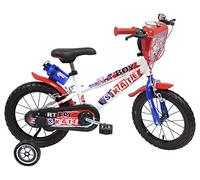 SKATE Vélo Enfant 16'' garçon, Blanc avec Stickers Bleus et Rouges