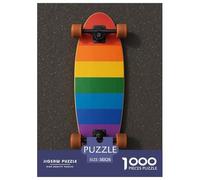 Skateboard coloré Arc-en-Ciel Puzzle 1000 Pieces Cadeau Unique intéressant Jeu Éduchatif Défi Jouet À De Qualité Supérieure Peinture Art pour Adultes Et Enfants À Partir De 12 Ans 38x26cm/1000pcs