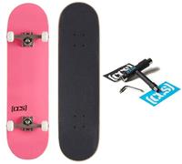 Skateboard Complet avec Logo CCS et Bois Naturel - Entièrement assemblé (Rose, 8.0)