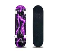 Skateboard complet de 78,7 x 20,3 cm, plateau en bois d'érable à 8 couches, double kick, planche à roulettes standard pour enfants, adolescents, adultes, débutants (Violet)