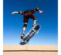 Skateboard Complet pour débutants, Adolescents, Enfants Skateboard 7 Couches en Bois d'érable avec roulements ABEC-7 Planche de Skateboard Longboards (Motif feu Bleu)