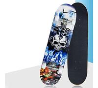 Skateboard Complet pour Enfants, Adolescents et Adultes, débutants, Double Kick Maple Deck Concave Cruiser Skateboard avec Outil en T,79 * 19.5 * 9.5cm (Motif tête de Mort)