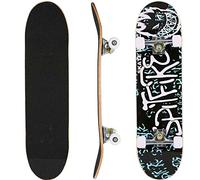 Skateboard Complet pour Enfants, Adolescents et Adultes, débutants, Double Kick Maple Deck Concave Cruiser Skateboard (79.5*20*13cm-Noir et Bleu)