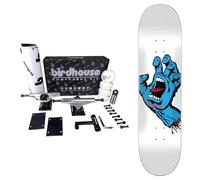 Skateboard complet Santa Cruz à assembler avec kit professionnel birdhouse - haute performance (main blanche, 8.25)
