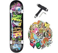 Skateboard complet Tony Hawk professionnel série débutant enfants et adolescents + outil polyvalent + 50 autocollants divers (couleur Ramson, 8.0)