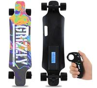 Skateboard Électrique Tout-Terrain pour Adultes avec Télécommande, Vitesse Maximale 25km/h et Distance de Déplacement 15km, Contrôle 4 Vitesses avec Affichage de Batterie, 90kg(A15Km,Standard)